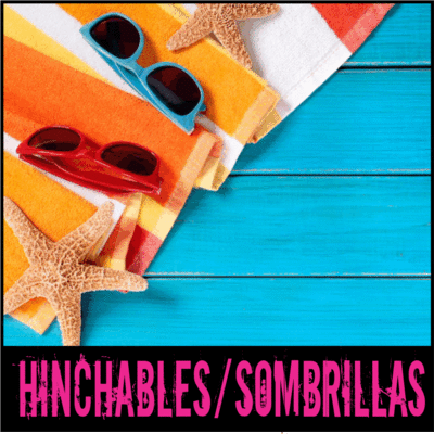 Hinchables y sombrillas